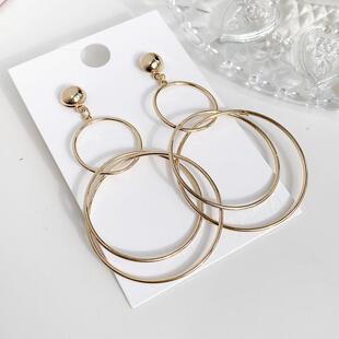 复古几何大圆圈冷淡风个性设计感金色时髦圆形女百搭日韩霸气耳环