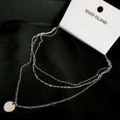 AND个性 新潮原单RIVER 细链条豆豆链气质时髦三层叠戴锁骨项链