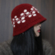 帽子女秋冬正红色渔夫帽复古提花针织盆帽 巨好看 樱桃帽 2025款