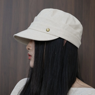 闭眼入 2026年春夏薄款透气棉麻马术帽女显脸小百搭平顶鸭舌帽子