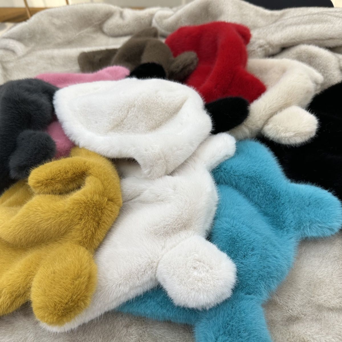 熊猫耳朵毛绒帽子皮草女时尚秋冬