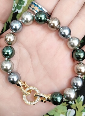 手链白色珍珠大珠贝珠女日韩版手饰品时尚复古百搭彩色套装送妈妈