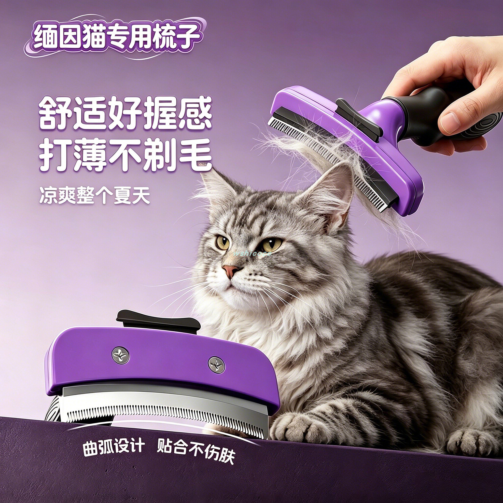 缅因猫专用猫咪梳子梳毛去浮毛宠物猫神器打薄器毛毛掉毛密齿小猫