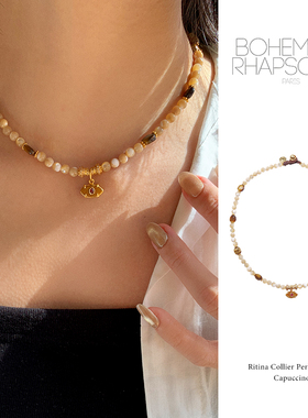 法国Bohemian Rhapsodie波西米亚狂想曲镀金虎眼石项链