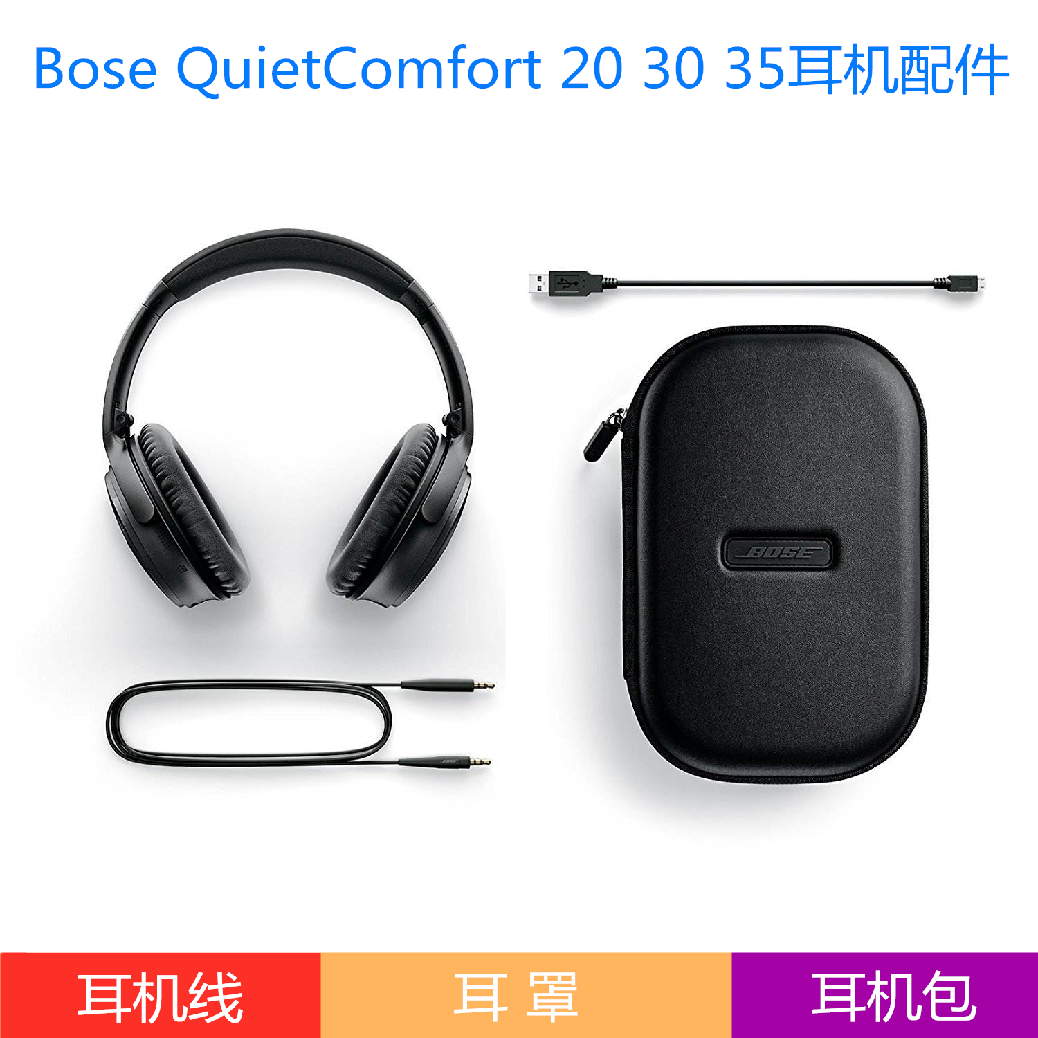 适用于博士Bose QC35二代耳机包QC20 QC25 QC30收纳盒耳机音频线 影音电器 耳机/耳麦配件 原图主图