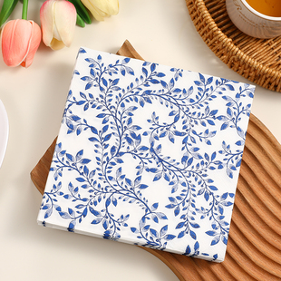 新款青花藤蔓彩色餐巾纸 印花纸巾 西餐厅酒店咖啡厅纯木浆纸