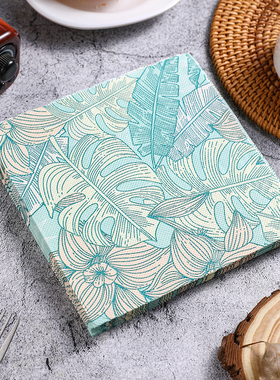 新款绿色ins风叶彩色餐巾纸 印花纸巾 西餐厅酒店咖啡厅纯木浆纸