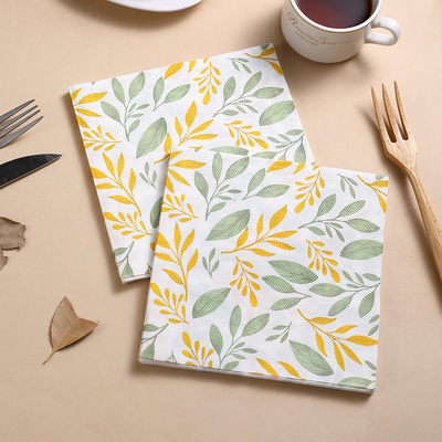 新款叶子彩色餐巾纸 蓝色印花纸巾 面巾纸 婚礼用纸 蝶骨巴特纸