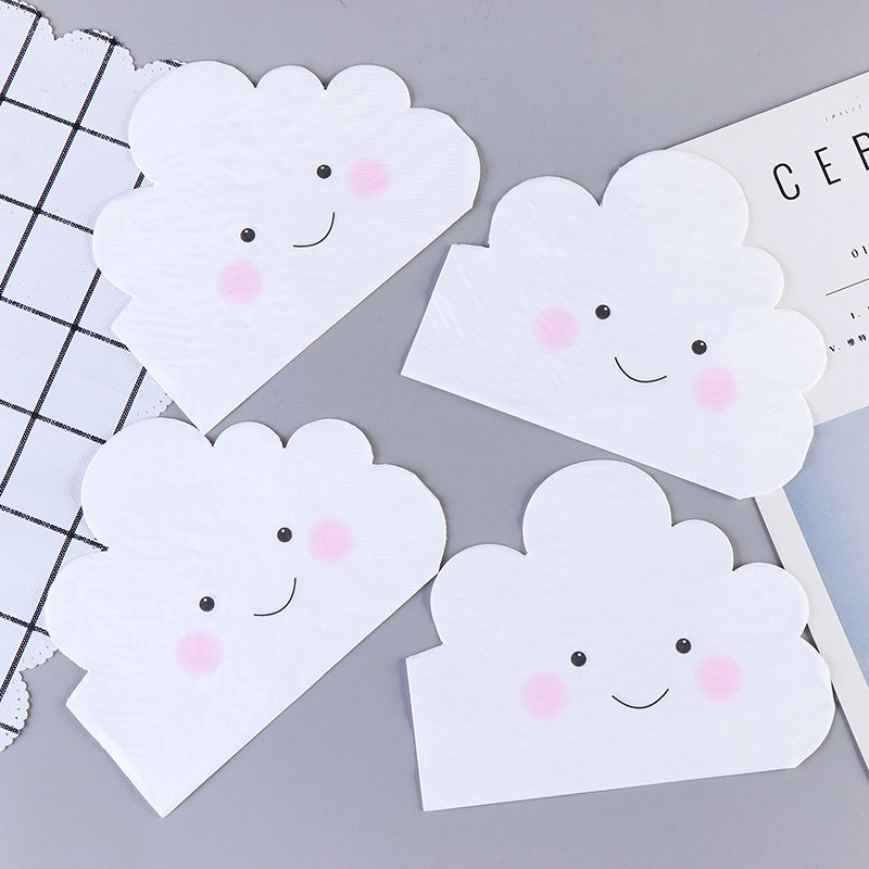 可爱 云朵造型纸巾 彩色餐巾纸 印花面巾纸 异形派对纸巾