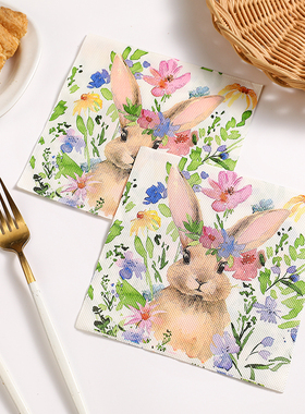 Happy Easter复活节兔子 彩色餐巾纸 印花纸巾 环保派对用纸