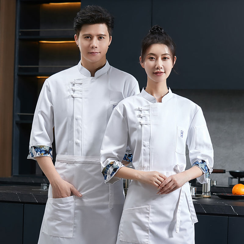 高档酒店厨师服长袖男女工作服