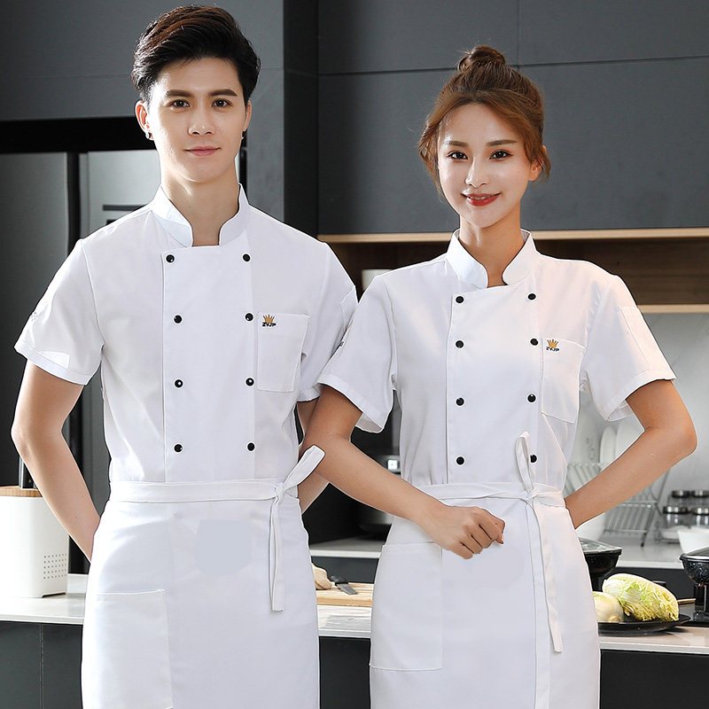 夏季厨师工作服短袖透气酒店餐厅火锅饭店后厨房厨师服装薄款定制