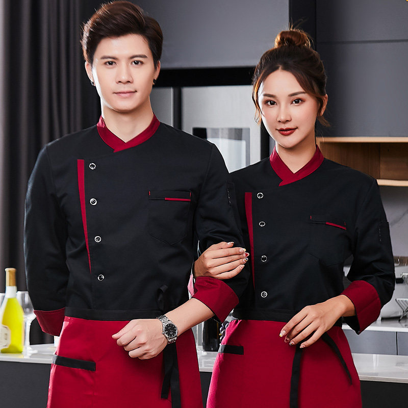 高档厨师服长袖男饭店秋冬加绒厨房工作服短袖蛋糕店面点烘焙师女