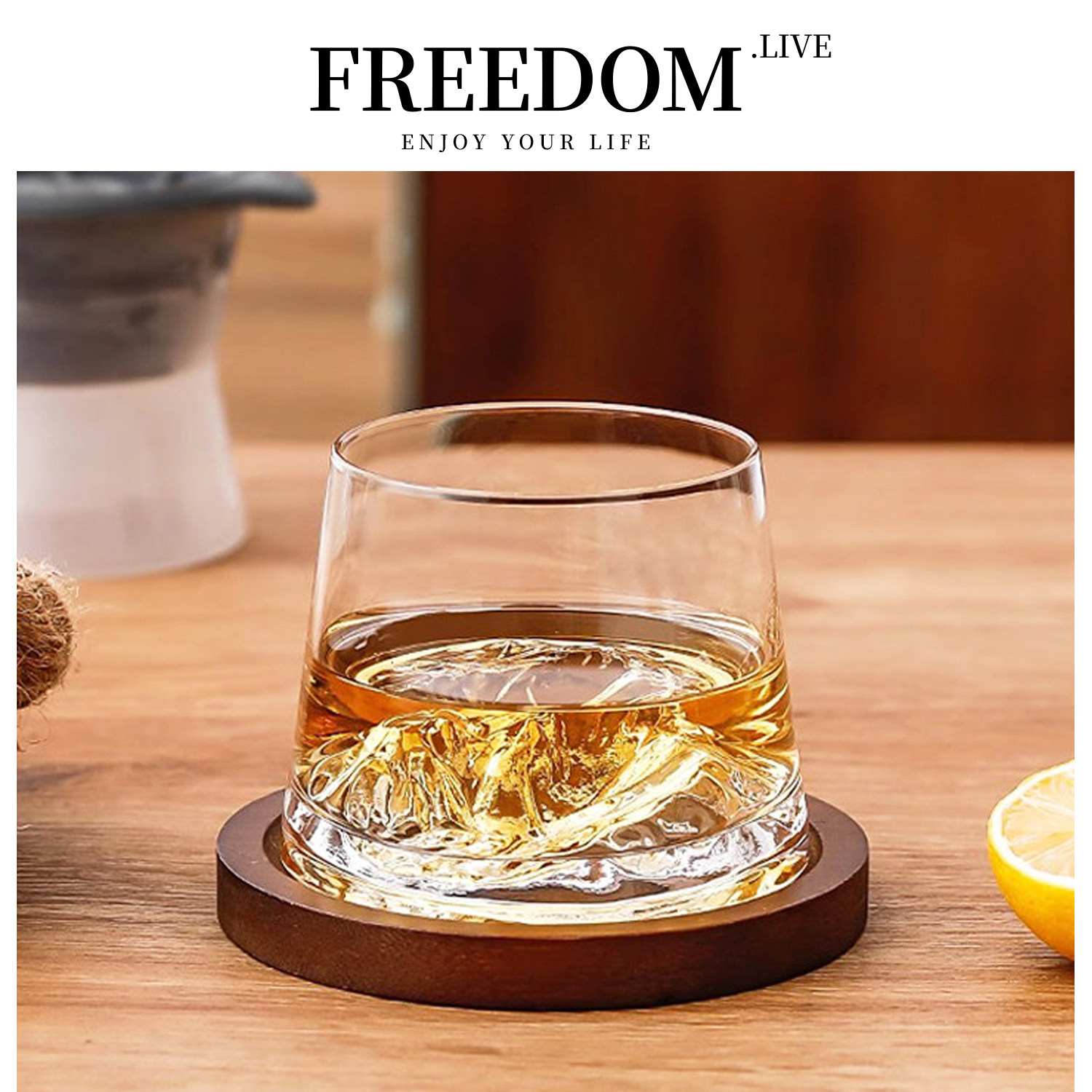FREEDOM.LIVE 杯具日式威士忌酒杯观山杯水晶玻璃雪山摆件 | 玉曼