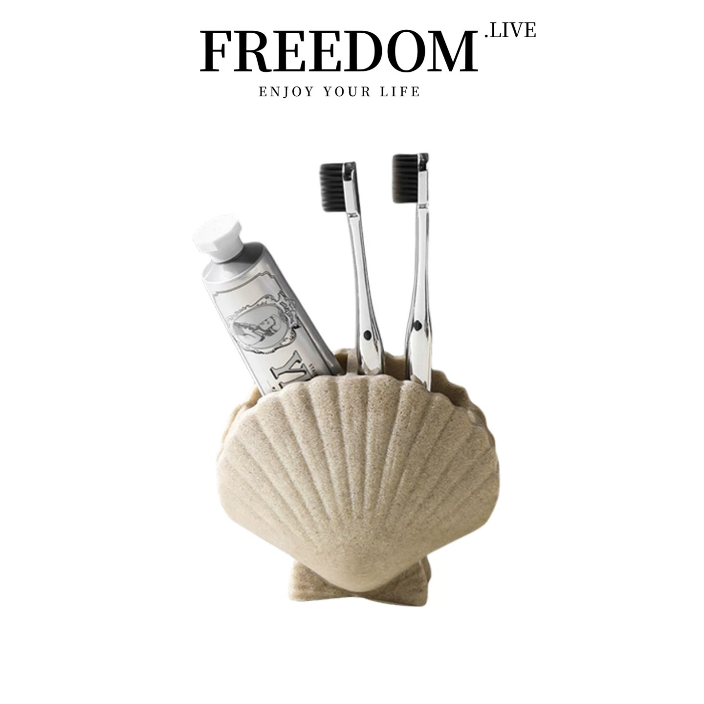 FREEDOM.LIVE 牙刷架诧寂风浴室洞石纹牙膏化妆刷收纳装饰 | 海砂