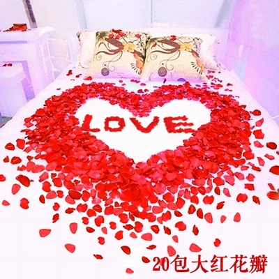 婚庆用结婚礼布置婚房装饰床上道具 仿真玫瑰花瓣 手撒床撒花布置