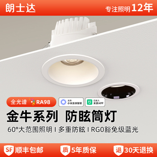 天花灯家用客厅卧室智能三色调光大光弧防眩光高亮 筒灯嵌入式