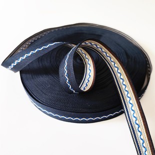 2CM藏青蓝白波纹涤纶织带花边服装裤子手工艺装饰DIY辅料量大订制