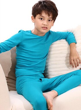 正品久岁伴亲子儿童 青少年莫代尔中厚素色男童套装30438