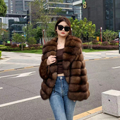 进口青果领大领进口俄罗斯满天星皮草紫貂裘皮貂皮大衣女中长款