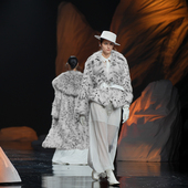 裘皮外套斑点猫女 领短款 纯白走秀系列 进口美国lynx皮草大衣西装