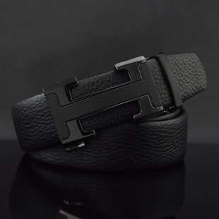 带 软皮裤 黑色皮带男真皮年轻人字母自动扣商务腰带时尚 休闲个性