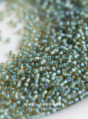 日本TOHO玻璃米珠染芯茶绿色2/3mm 手工DIY手链项链串珠配件