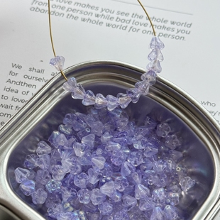 进口捷克珠4 手工DIY串珠手链项链配件 6mm幻彩紫色小花朵散珠