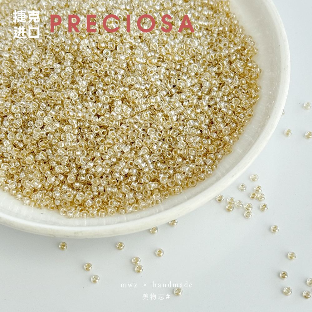 宝仕奥莎进口米珠独角兽金色染芯玻璃珠2mm手作串珠刺绣材料