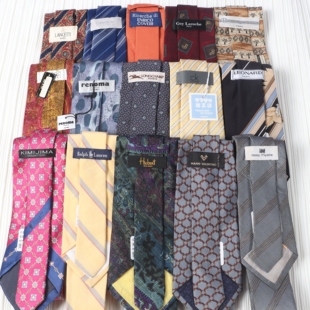 古着vintage绝版中古奢侈小牌精品巴络克油画印花纹真丝高端领带