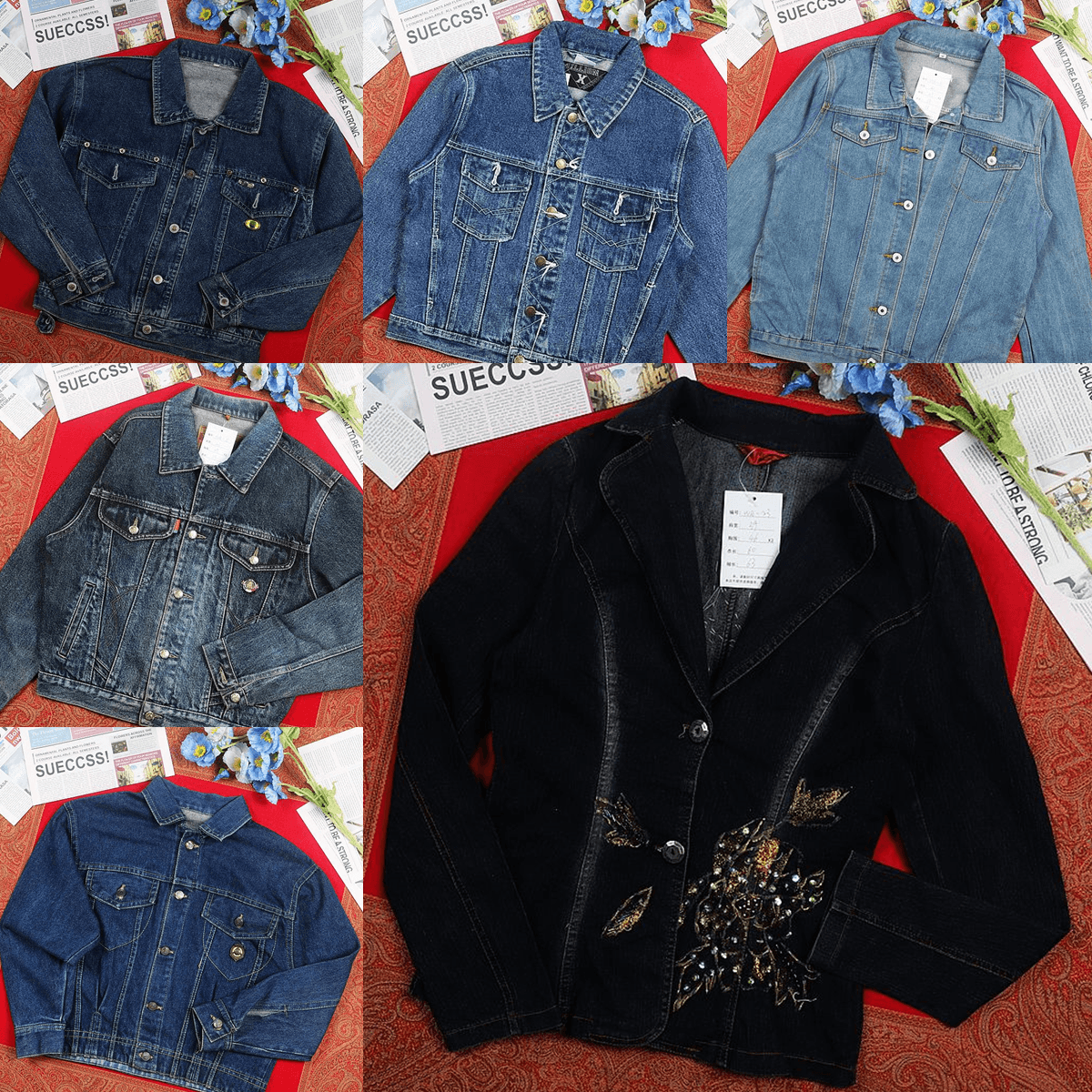 古着vintage美式复古原宿水洗做旧宽松BF阿美咔叽牛仔外套夹克WA1