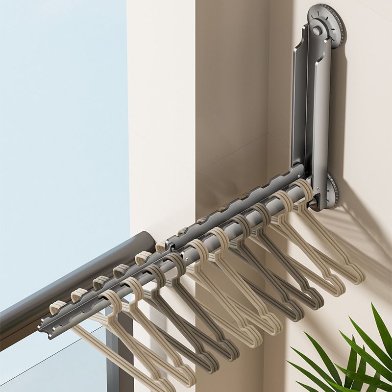 吸盘隐形晾衣架免打孔可折叠伸缩家用阳台壁挂式收纳飘窗晾晒衣杆