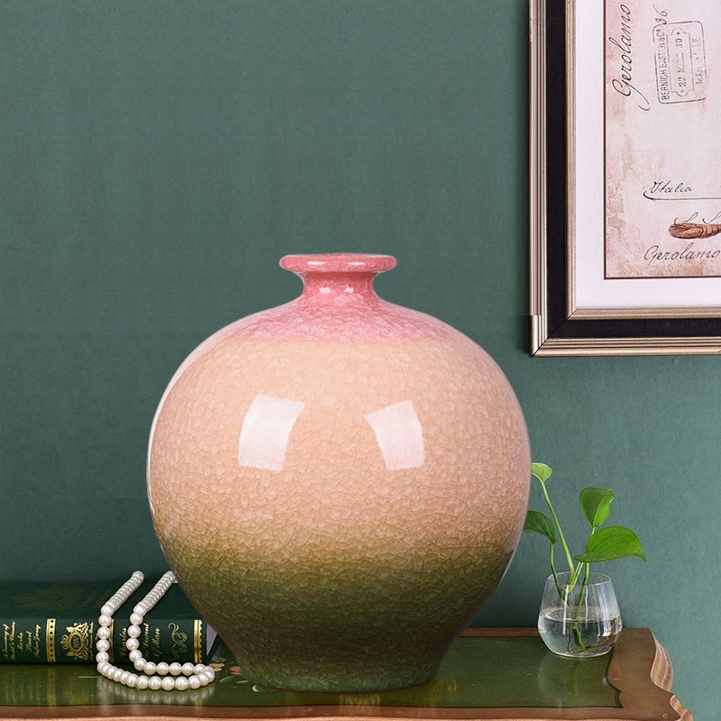 景德镇陶瓷器冰裂花瓶插花摆件仿古新中式客厅电视柜创意家居装饰