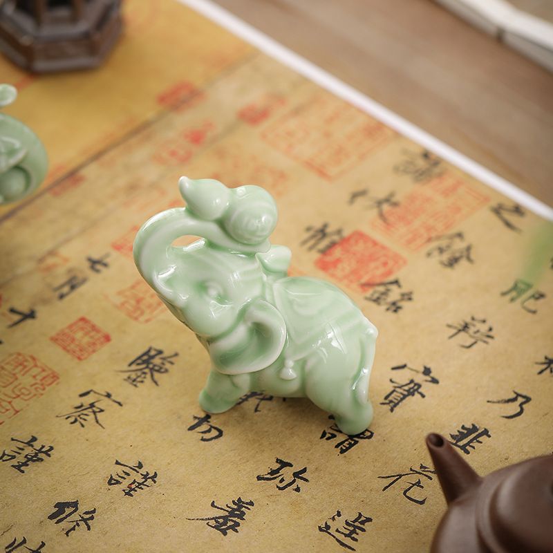 国潮风招财陶瓷吉象如意一对家居客厅玄关大象如意象摆件乔迁送礼