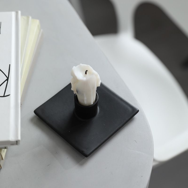 简约方形陶瓷烛台蜡烛台座软装家居饰品样板房酒店摆件客厅装饰品