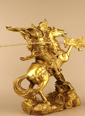 纯铜立马发财骑马关公供奉神像