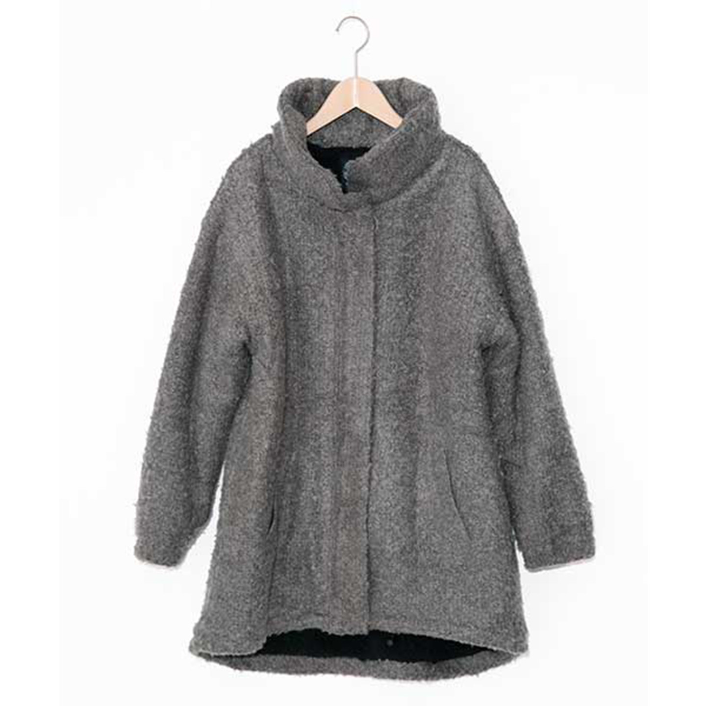 scolar丝柯乐 纯色后绣字母花朵长袖中长大衣开衫外套  173453