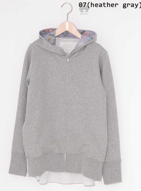 scolar丝柯乐 灰色后拼接白薄衬衫料连帽长袖拉链卫衣外套 553028