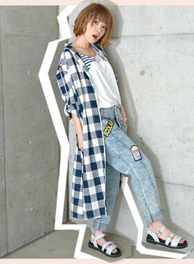 Scolar/丝柯乐 格子系带肩膀绣花 休闲风衣外套 172321