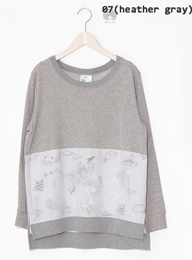 Scolar/丝柯乐 正品专柜 纯色前身网纱拼接童趣图长袖T 163651