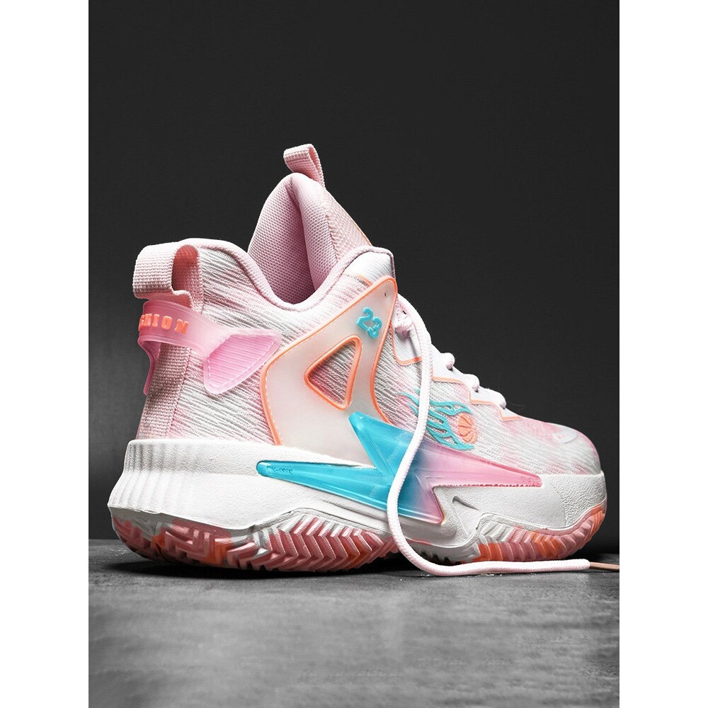 篮球实战运动鞋男款夏季透气网面2026新款初中学生青少年粉色球鞋