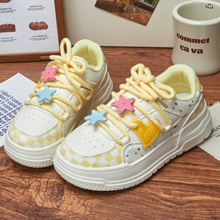 黄色板鞋女童运动鞋柠檬黄儿童鞋子2026新款小学生休闲鞋厚底网红