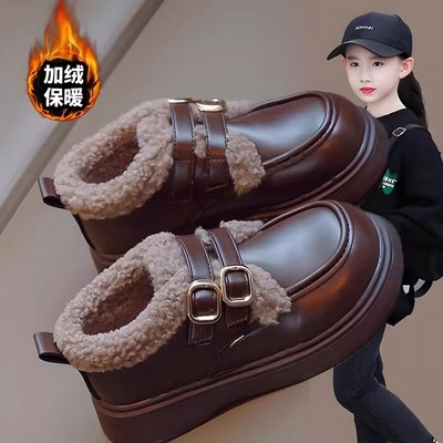 英伦风皮鞋女童鞋子加绒公主鞋大棉鞋儿童防寒保暖冬鞋2025幼儿园