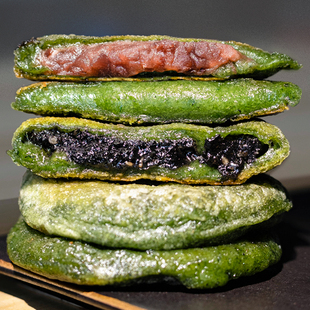 宁波艾草麻糍艾叶蒿子粑粑夹心黑芝麻糯米糕点手工麻糍粑青团特产