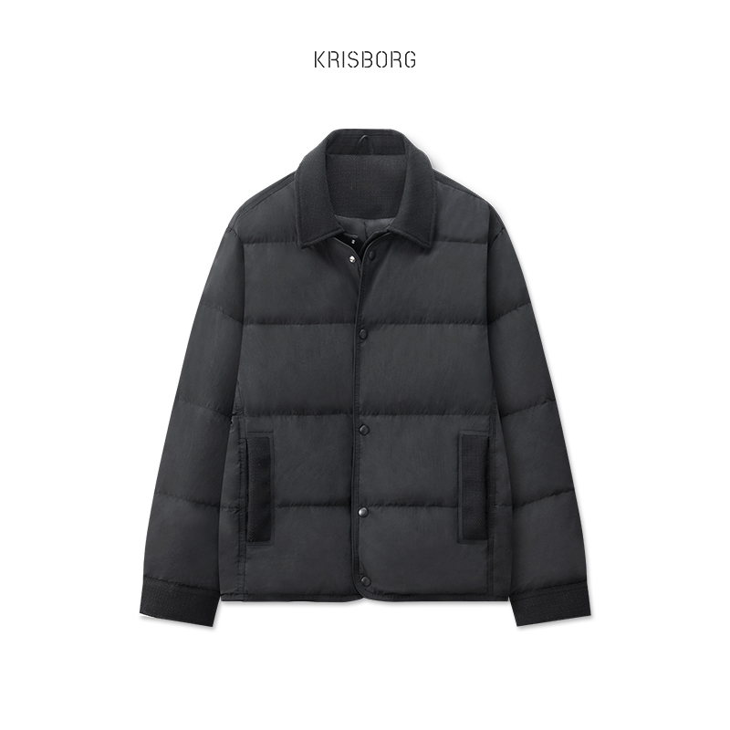 简约拼接设计假两件立领羽绒服男