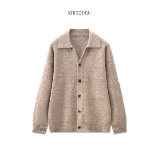 潮牌宽松内搭翻领套头毛线衣服 男秋冬季 经典 老钱风V领针织POLO衫