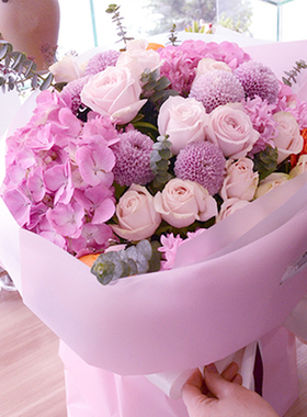 浪漫花屋滨州情人节鲜花速递高端混搭紫色花束风格抖音生日求婚