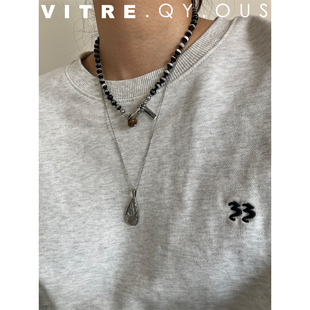 VITRE.QY.ous 简约小众原创设计项链 天然玛瑙天珠情侣百搭个性