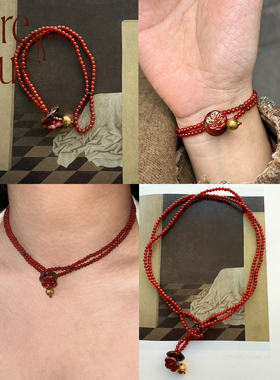 VITREQYOUS【好事花生】浮世绘樱花新年红玛瑙小众原创饰品首饰