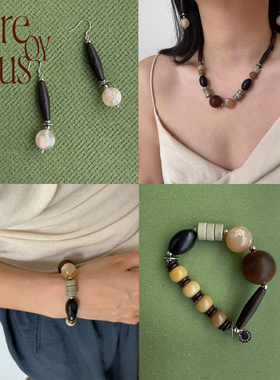 VITREQYOUS 「游牧诗人」进口黑檀樱花玛瑙优雅大气四季百搭首饰